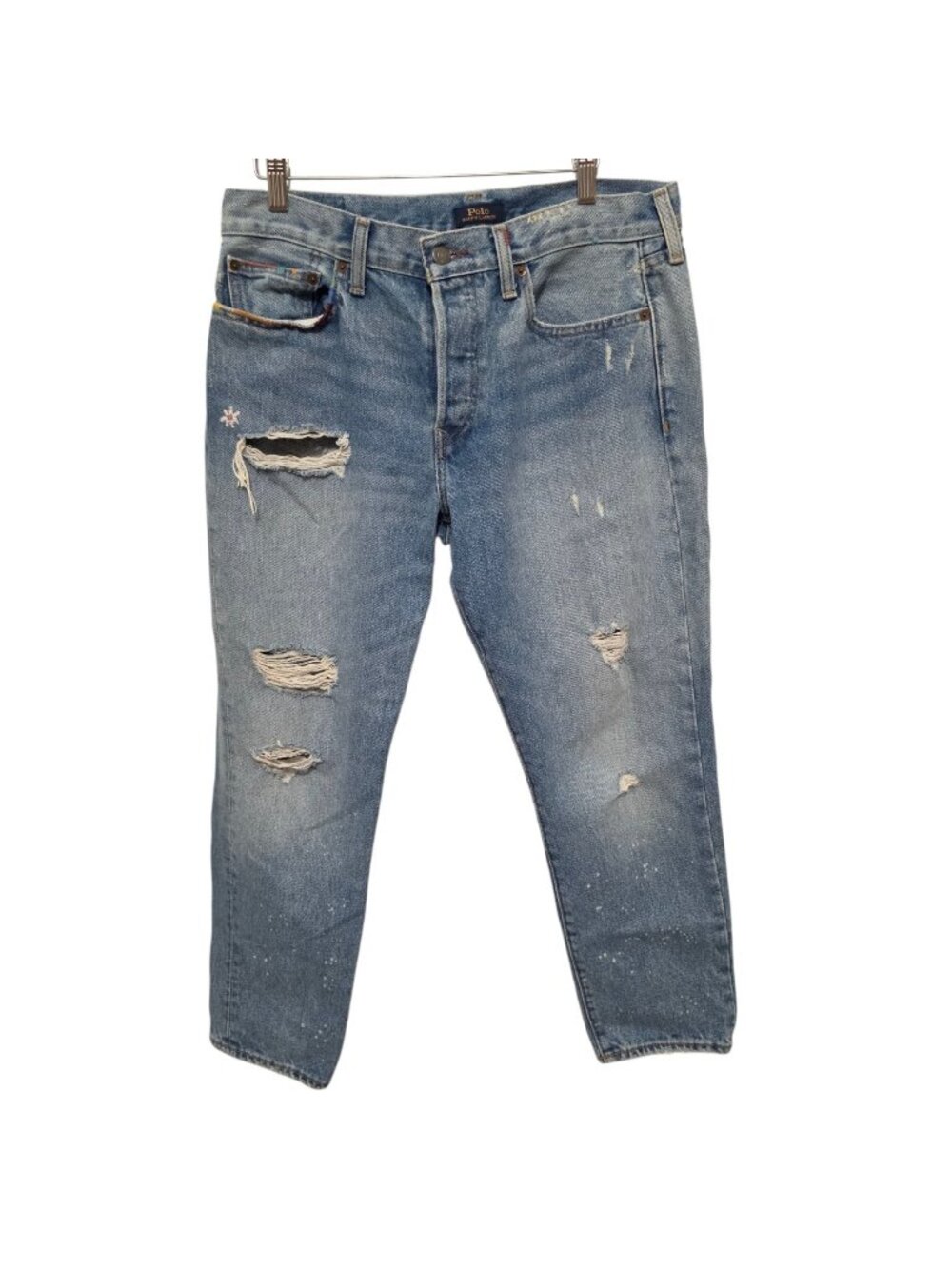 Polo Ralph Lauren Avery Boyfriend Jeans 29 Distressed Paint Splatter